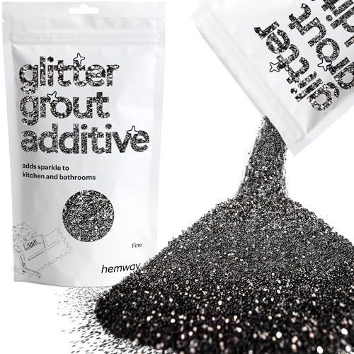 Hemway Glitter Grout Additive - Black | Metallic Flakes for Adding Sparkle to Old & New Kitchen & Bathroom Tiles | Enhance Your Indoor Grouting Projects with a Durable Sparkly Effect | 100 g
