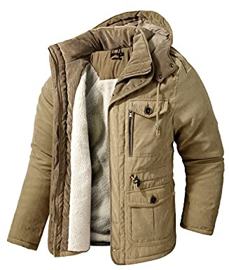 Mr.Stream Herren Winterjacke viele Taschen Mantel Fleecefutter schützendem Innenfutter Wärmejacke Lange Jacke Parka