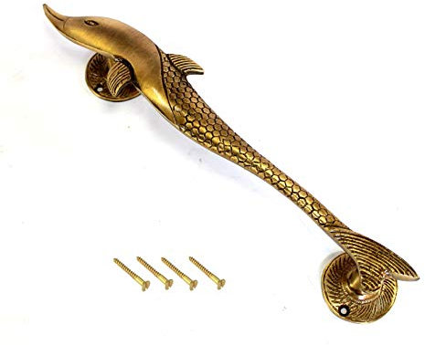 ESPLANADE - 12 Dolphin Design Brass Door Handle - Single Piece | Home Decor | Door Decor | Brass Door Handle | Brass Door Pulls