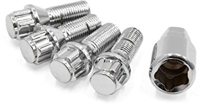 sourcing map 4 in 1 14mm x 1.5 Silver Tone Car Wheel Lock Lug | nuts anti, theft security bolts
