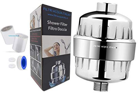 Filtro Doccia Anticalcare Riduce Cloro Calcare 10 Stadi di Filtrazione con 2 Cartucce di Ricambio