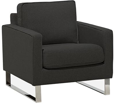 Beliani Retro Sessel Polsterbezug Füße aus Edelstahl Graphitgrau Vind