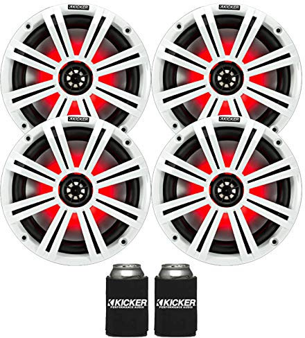Kicker 20,3 cm große weiße Marine-LED-Lautsprecher – 2 Paar OEM-Ersatz-Lautsprecher