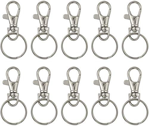 Metal Swivel Lobster Hooks, 30 Pieces Rotating Lobster Clasps Carabiner Hook Clips and Key Rings for Bags, Crafts, Jewellery Making (55 mm x 25 mm)