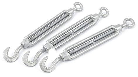 2 pcs of M8 Hook – Eye Turnbuckle Tensioner for Wire Tension Garden Rope Hooks Cable Garden Support Wire Turnbuckle Strainer