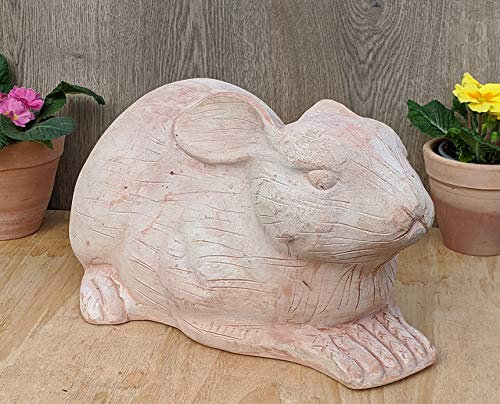B-Ware ! Hase Kaninchen echt Terrakotta ca. 51 cm lang mit kleinen Fehlern - Figur Tier Garten Terrasse Terracotta Deko Haustier Kaninchen Ostern Bauernhof