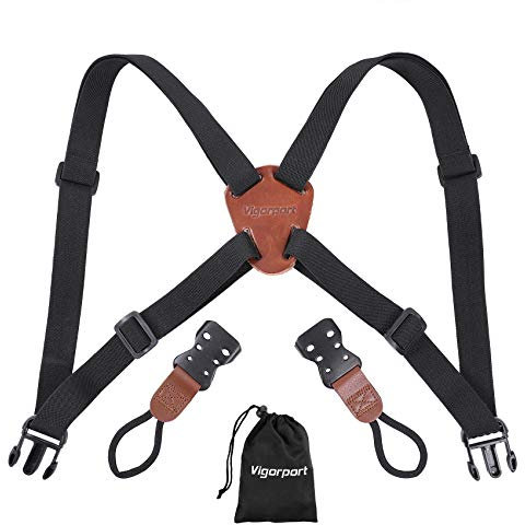 Vigorport Kameragurt, Kreuz-Schultergurte für Ferngläser, Entfernungsmesser, Gurt, kompatibel mit Canon, Nikon, Sony und DSLR SLR-Kameras, Braun