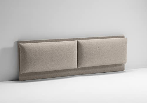 EVERGREENWEB - Testiera Letto Matrimoniale Imbottita Tortora, Elegante Testata Letto a Doppio Cuscino da Parete in Tessuto Liscio Antimacchia, Incluso Kit di Montaggio GRATIS, Interno Puro Legno, ROMA
