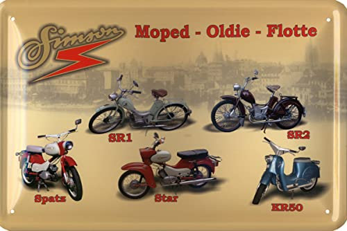 Geschenkeparadies 24 Blechschild 20x30cm Moped Oldie Flotte SR1 SR2 Spatz Star KR50