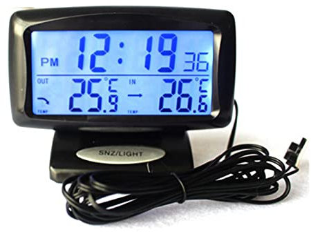 Kit de reloj electrónico 2 en 1 para coche, termómetro LED, herramienta de medición de temperatura dual para interior y exterior