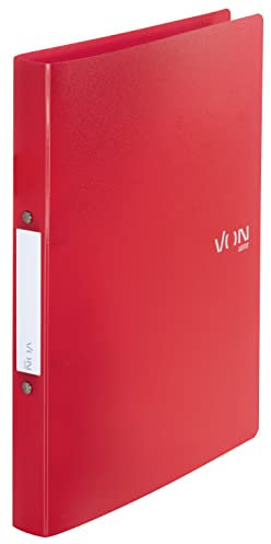 VON Leitz Ringordner A4, Mit 2 Ringen, PP-Ordner, 30 mm Rückenbreite, Für190 Blatt, Ringmechanik, Für Schule, Studium & Haushalt, 5 Stück, Rot, 42470025