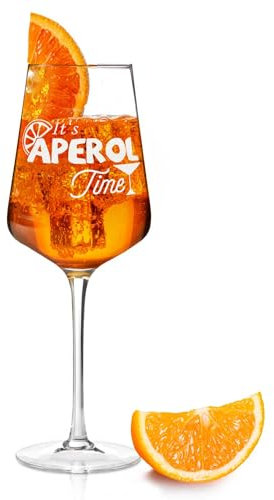 GRAVURZEILE Leonardo Aperol Glas mit Gravur - It's Aperol Time - Weinglas für Sangria, Lillet & mehr - Geschenkidee für Aperol Spritz & Cocktail Liebhaber - Graviertes Weinglas - Farbe: Puccini