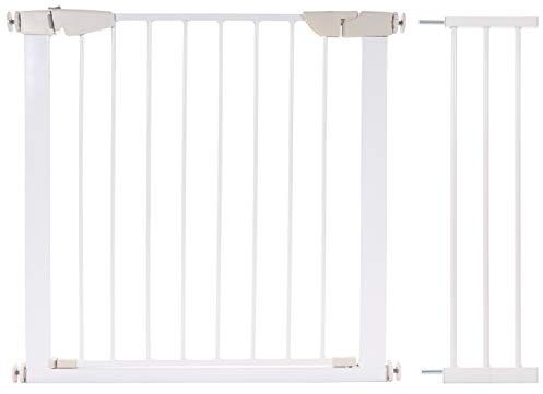 KIDIMAX Treppenschutzgitter (Modell 2022) 75-104 cm, ohne Bohren, Türschutzgitter für Kinder, Hunde und Katzen, mit Auto-Close & Keep-Open Funktion, Treppengitter weiß