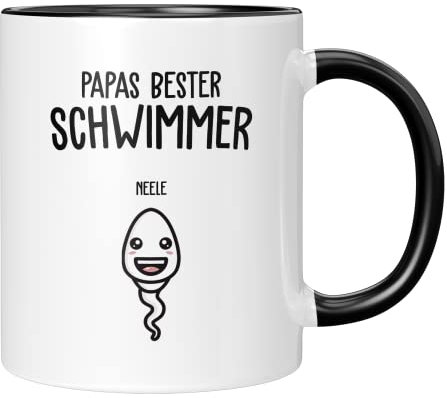TassenTicker - Papas beste Schwimmer - Personalisiert - bester Papa - Geschenke - Geburtstag - Vatertag - Vatertagsgeschenk - Vater Geburtstagsgeschenk (1 Kind)