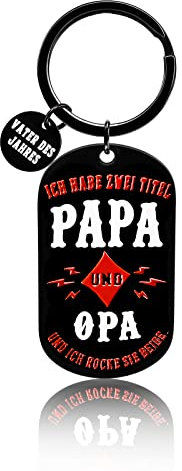 VGWON Vatertagsgeschenk, Schlüsselanhänger für Papa, Schlüsselanhänger mit Lasergravur aus farbigem Edelstahl, Geburtstags für Papa, Vatertagsgeschenk für Papa und Opa