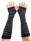 AUSUAYA Gestreifte Handschuhe, lang, fingerlos, gestrickte Armstulpen für den Winter, für Punk, Rock und Cosplay, Gothic, Halloween-Party, GB-WM-S-G5, Schwarz und Dunkelgrau gestreift, One size