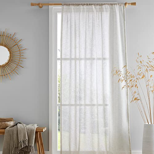 Drift Home Natural Semi-Transparent Cotton Curtain - 55 x 72 (140 x 182cm) - Sustainable Recycled Cotton - Sheer Natural Voile Curtain Panel