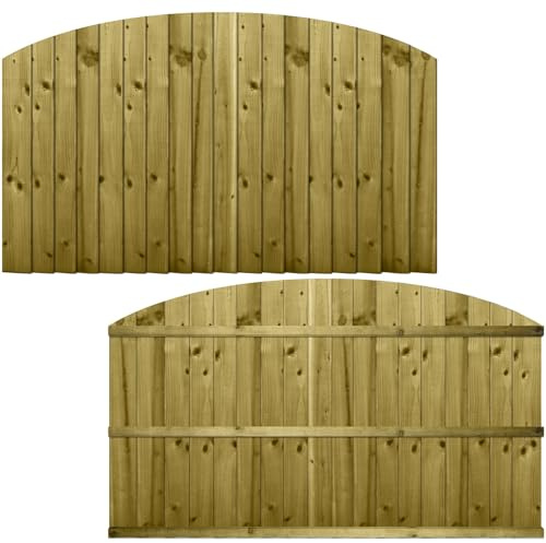 Dome Top Wooden Garden Fence Panel, 6ft x 3ft Feather Edge Semi-Braced | 112cm High x 183cm Wide, Arch Top, Treated Timber Vertical Closeboard, for Perimeter Boundary & Outdoor Privacy Fencing