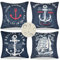 Kissenbezug Outdoor Wasserabweisend Kissenhülle Navy Blau 40 x 40 cm Kissenbezüge Sommer Ozean Anker Segelboot Muster Dekorativ 4er Pack Leinen Kissenhüllen Für Wohnzimmer Garten Sofa Couch Kissen
