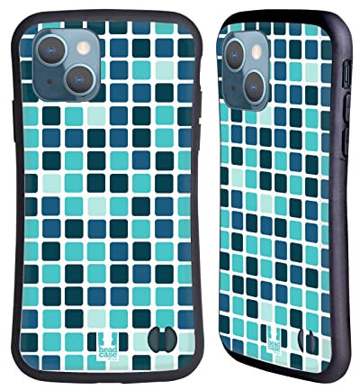 Head Case Designs Blu Mattonelle Mosaico Cover Ibrida Compatibile con Apple iPhone 13