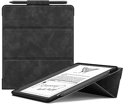 Ayotu Étui à Trois Volets pour Kindle Scribe (Sortie 2024/2022) - Étui en Cuir PU de qualité supérieure avec Porte-Stylo, Veille/réveil Automatique, Uniquement pour Kindle Scribe 10,2, Gris Peau