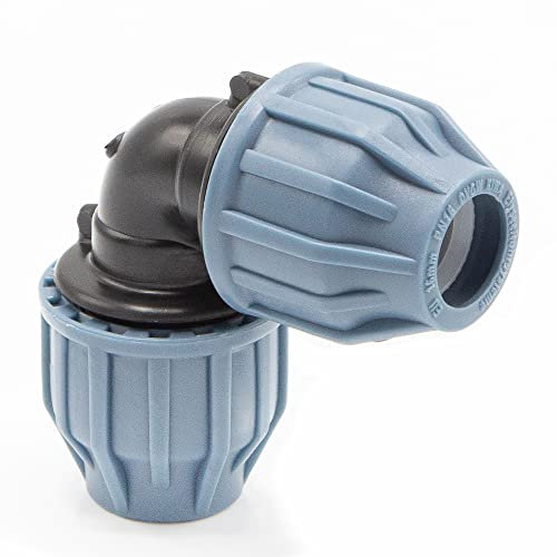 PP Kupplung I 90° Winkel 16 mm I Klemmverbinder mit 2 Anschlüssen I Klemmverschraubung I Klebe- Flexschlauchverbinder I Pool-Zubehör I Garten-Bewässerung I Druckleitung I bm307