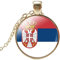 LODMLOER Glaskuppel-Serbien-Flagge-Halsketten-Anhänger,Modische Unisex-Flaggen-Halskette Für Frauen,Chips-Anhänger-Halskette,Zierliche Kreis-Halsketten,Charm-Pullover-Kette Für Männer Und Frauen,Gesc