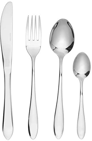 Salter COMBO-8754 Harrogate 48-Piece Cutlery Set - Flatware Service for 12, Includes Knives, Forks, Tablespoons and Teaspoons, Stainless Steel Silverware, Dishwasher Safe Tableware, 25 Year Guarantee