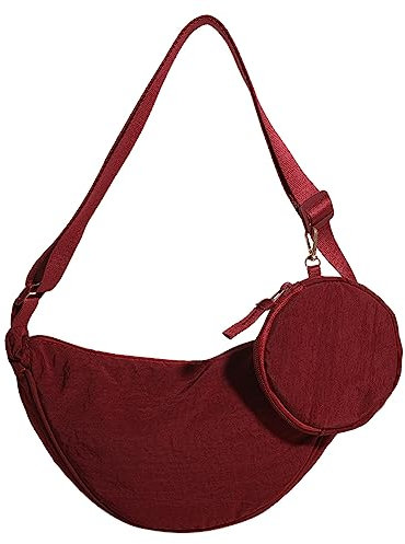 AVZYARDY Halbmondtasche for Damen Lässige Crossbody Bag aus Nylon mit Halbmond und Münzfach Leichte Dumpling Umhängetasche Einfarbige Dumpling Tasche mit verstellbarem Riemen