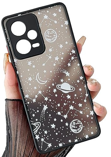 ZTOFERA Handyhülle Kompatibel mit Xiaomi Redmi Note 12 Pro 5G Hülle, Planet Sterne Universum Muster Schutzhülle Matt Harte PC Rückseite Hülle mit Silikon Bumper Stoßfest Cover, Weiß Sky