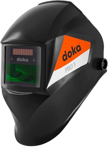 DOKA PRO1 Casco per saldatura 90x35 mm, automatico oscurante, Chiarezza ottica 1/1/1/2, Maschera per saldatura per TIG MIG ARC