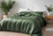 LINENWALAS Bamboo Bed Linen Set, Premium Bamboo Silk Duvet Cover Set with Pillowcase, 3-Piece Bedding Set, 220 x 240 cm Luxury, Soft, Cooling Quilt Cover (Avocado Green)