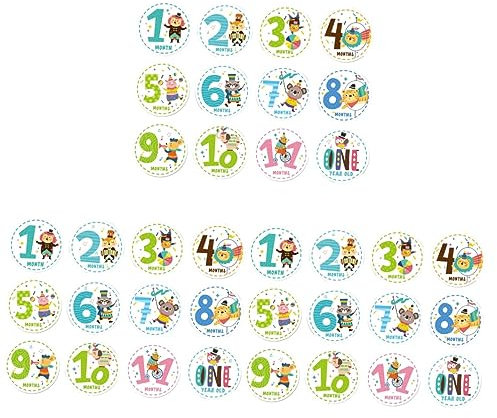 Mikikit 36stücke Teiliges Set Meilenstein Aufkleber Niedliche Tiermotive Für Neugeborene Monatssticker Für Unvergessliche Erinnerungen Und Kreative Fotodokumentation Monatsaufkleber