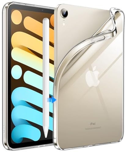 JETech Funda para iPad Mini (A17 Pro, Modelo 2024, 7.ª Generación) / Mini 6 (Modelo 2021, 6.ª Generación), Carcasa Suave TPU Transparente Slim Antigolpes Tableta (Transparente)
