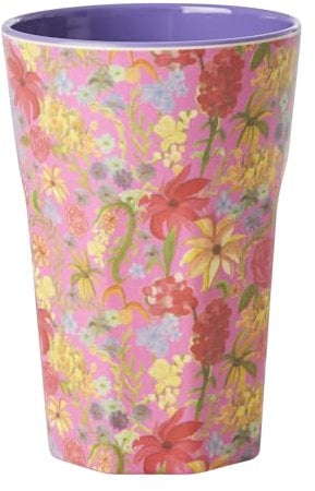Rice Tall Cup, Latte Becher, Melamin Cup Tall, Füllmenge 400 ml, Größe: 21x9 cm (Swedisch Flower Print)