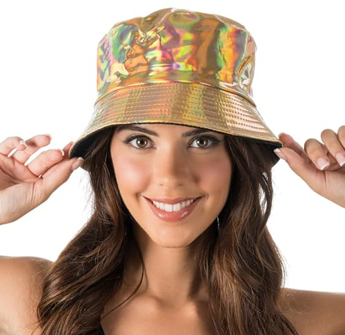 Chaks - Holografischer Fischerhut, Bucket Hat mit Glanz | Mütze für Festival, Karneval und Mottoparty, Holografisches Design, Leichter Sonnenhut