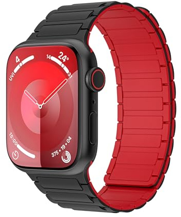 RYLIXAR Umkehrbares Magnetisches Silikonarmband kompatibel mit Apple Watch Armband 49mm 46mm 45mm 44mm 42mm 41mm 40mm 38mm, Sport Ersatzband für iWatch Ultra 3/2/1 Series 11 10 9 8 7 SE Damen Herren