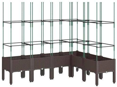 vidaXL Pflanzkübel mit Rankgitter Braun 160x120x142,5 cm PP