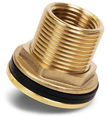 YourCasa® Passacavo Universale per Serbatoio dell'Acqua Piovana 3/4 Pollici - Attacco in Ottone per Rubinetto con 2 Guarnizioni - Vite per Serbatoio