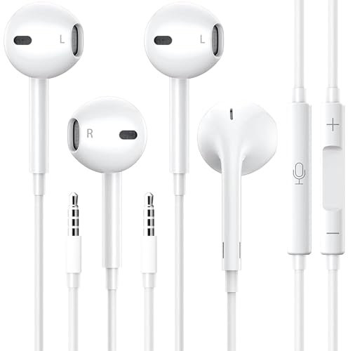 2 Pack Earphones, In-Ear Headphones, Wired Earbuds, Lightweight Earphones,Noise Isolating Headset With Microphone, Compatible with for Phone Pad Samsung HuaWei MP3 Android Smartphones and Laptops