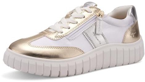 Tamaris Comfort Damen Sneaker flach mit Chunky-Sohle Low Top, Mehrfarbig (Gold/Silver), 41 EU