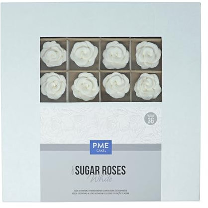 PME 4mm Roses en Sucre pour la décoration de gâteaux, 36 pièces (Blanc)