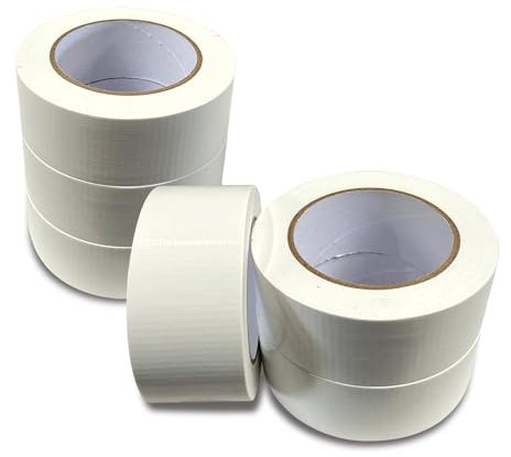 JeeJaan® Lot de 6 rubans adhésifs blancs (50 mm x 50 m) | Ruban adhésif professionnel de haute qualité | Ruban adhésif électrique très résistant à l'eau pour réparation de maison intérieur/extérieur