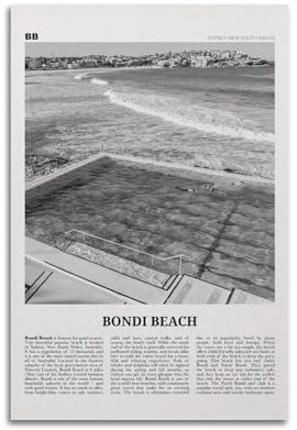 Bondi Beach Print Black And White Pool, Bondi Beach Wall Art, Bondi Beach Poster, Bondi Beach Foto, Sydney Posterdruck, Australien, Ozeanien Poster, dekorative Malerei, Leinwand, Wandposter und