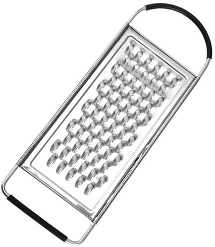 BEAHING Cheese Grater Stainless Steel Kitchen Grater Flat Cheese Grater with Non-Slip Handle and Base Food Grater Handheld Cheese Grater for Potato, Vegetable, Butter, Stainless Steel Cheese Grater