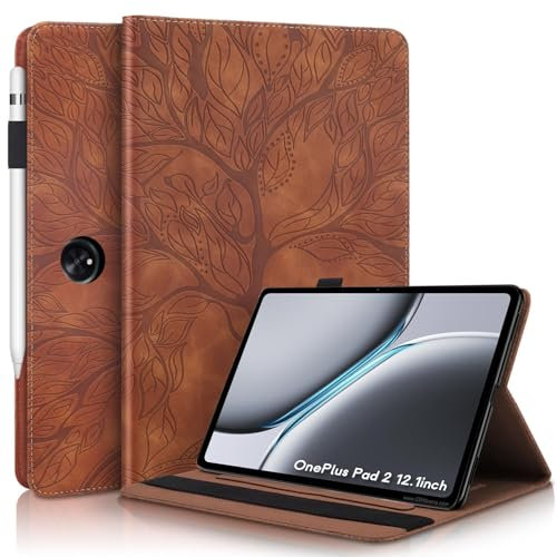 Succtopy Funda para Oneplus Pad 2 (2024) 12.1 Pulgadas Ultra Slim PU Protectora Tableta Cover con Función de Soporte Oneplus Pad 2 Carcasa con Soporte Pencil Oneplus Pad 2 (2024) 12.1 Marrón