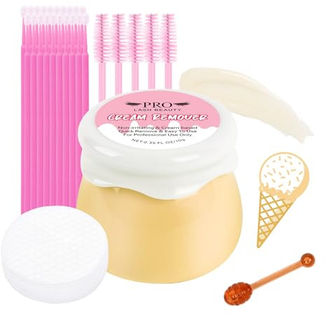 PRO Wimpernkleber Entferner Lash Remover 10ML Wimpern Remover für Wimpernverlängerungen mit Bürsten und Reinigungspads Schnelles Auflösen Weniger Entfernung-Speiseeis