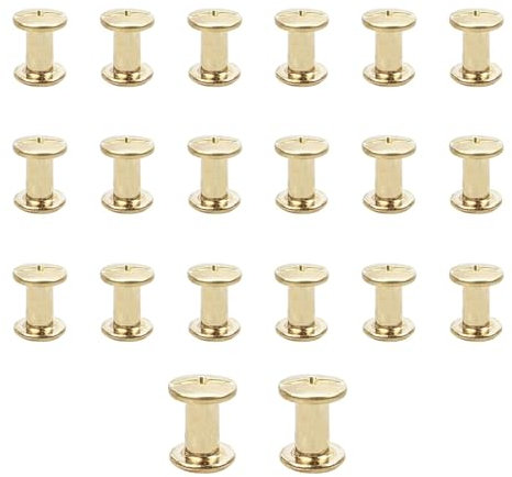 20 set di viti Chicago,M5×10mm Rivetti a Vite, kit di viti Chicago Phillips,rivetto in metallo Chicago Button, per cintura in pelle fai da te Craft cintura decorazione rilegatura (Oro)