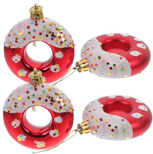 OKUMEYR 4 Stück Hängeornamente Für Weihnachtsbaum Donut-Form Weihnachtsbaumschmuck DIY-weihnachtsdeko
