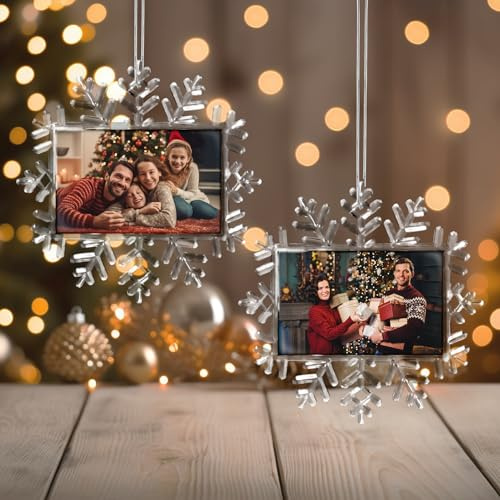 Personalisierte Weihnachtskugeln mit Foto, Christbaumkugel Personalisiert Doppelseitiger Foto, Weihnachtsbaum Anhänger Weihnachtskugel Fotogeschenk für Familie, Freunde, Haustiere, Kinder